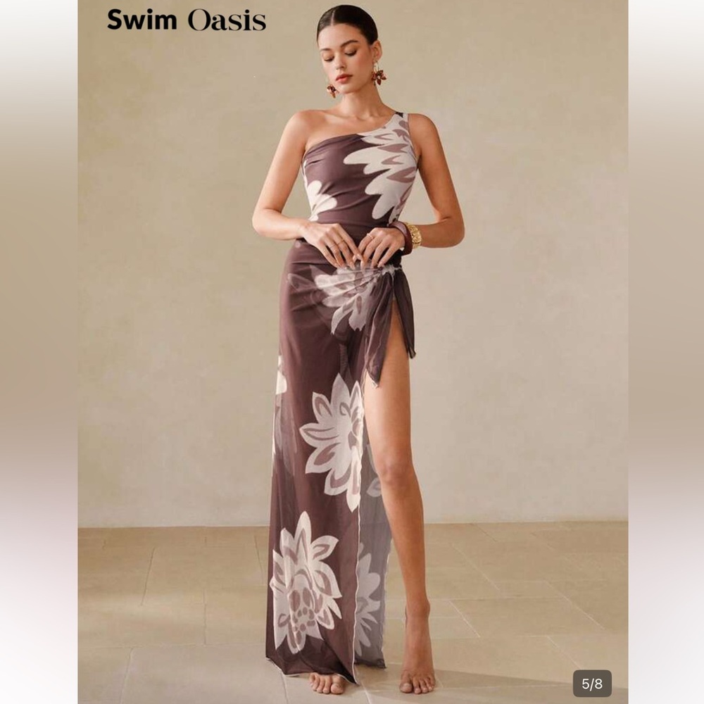 2-Piece Swimsuit & Mesh Maxi Skirt Set